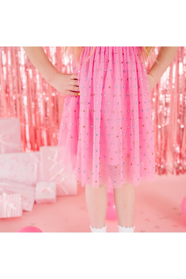 Raspberry Rhinestone Short Sleeve Tutu Dress, Alternate, color, Raspberry