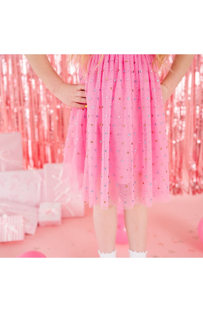 Sweet Wink Raspberry Rhinestone Short Sleeve Tutu Dress, Alternate, color, Raspberry