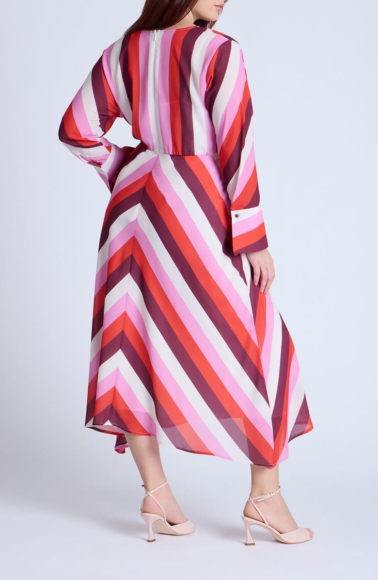 ELOQUII Twist Front Long Sleeve Maxi Dress, Alternate, color, 