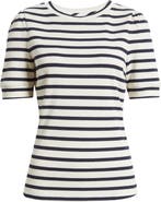 Caslon® Stripe Elbow Sleeve Cotton Knit Top