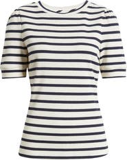 Caslon® Stripe Elbow Sleeve Cotton Knit Top