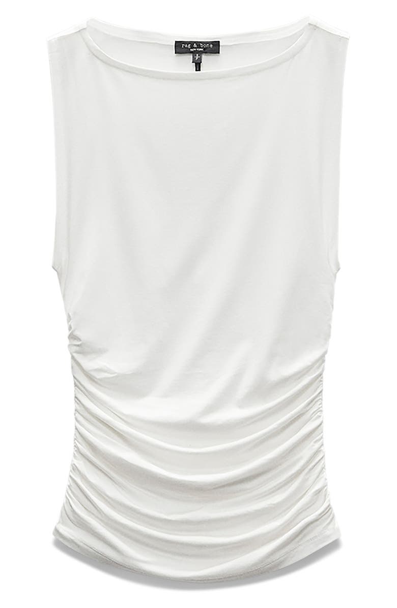rag & bone Luca Shirred Tank Top, Alternate, color, White