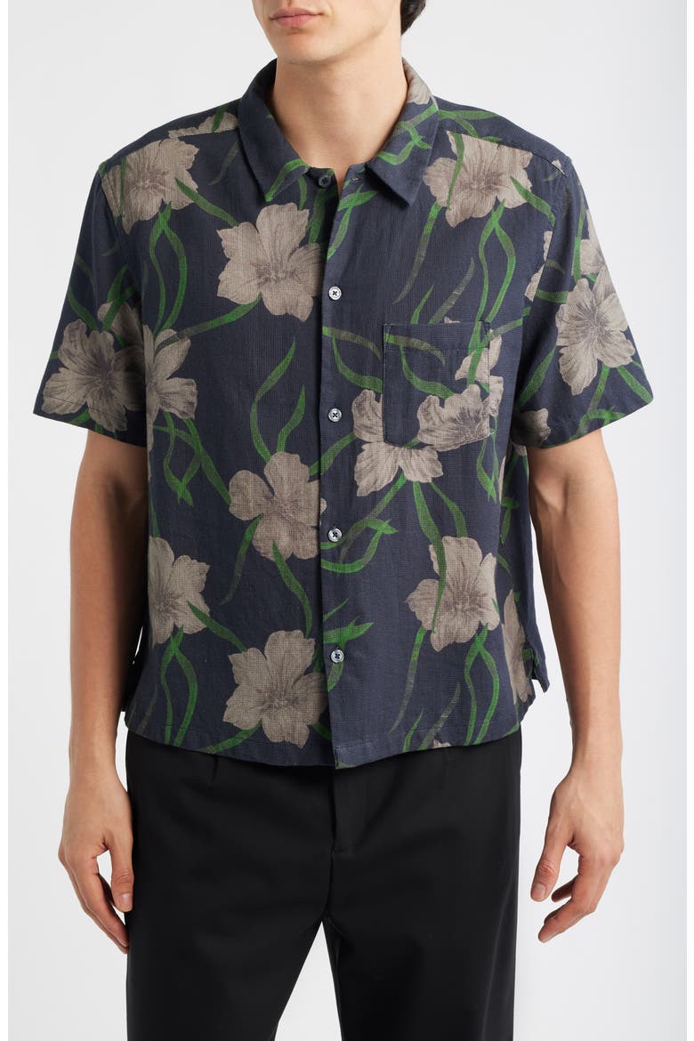 Climber Short Sleeve Button-Up Shirt, Main, color, JET BLACK