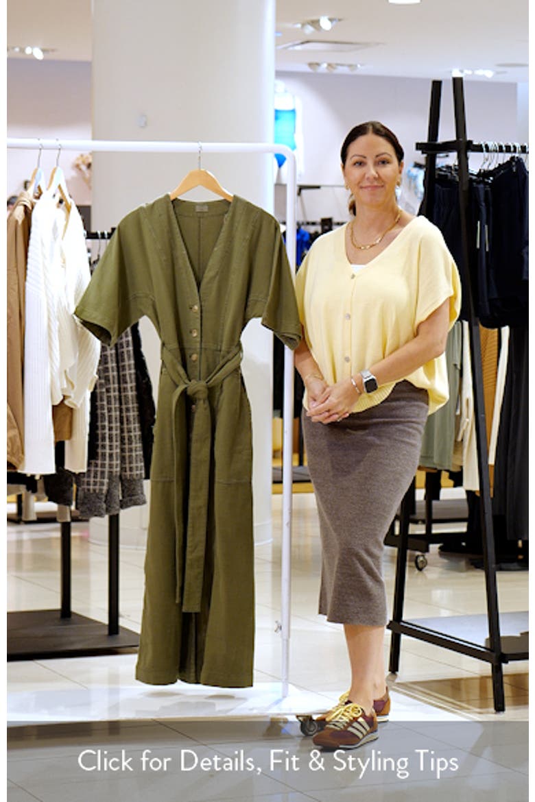 Camille Button Front Organic Stretch Cotton Midi Dress video
