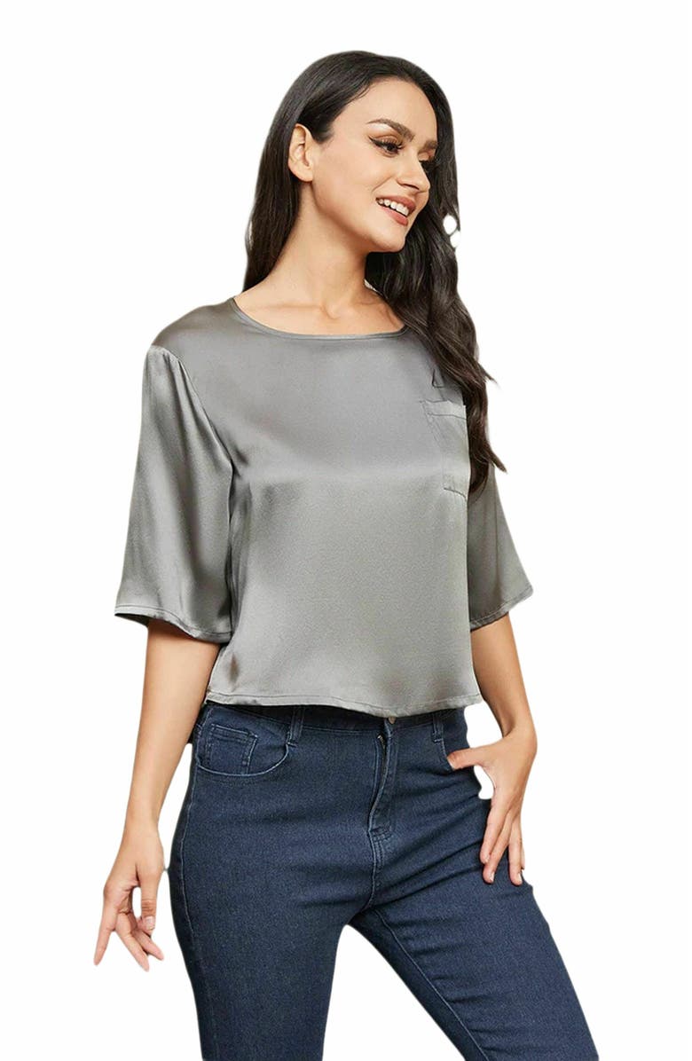 SILKSILKY Pure Silk Casual Half Sleeve Women's Blouse T-Shirt, Main, color, 