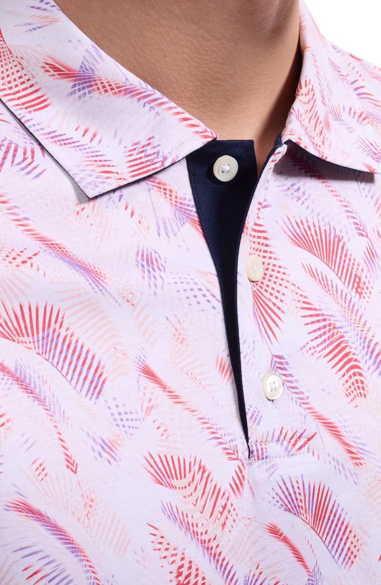 Bugatchi Hendrix Tropical Print Pima Cotton Polo, Alternate, color, Peach
