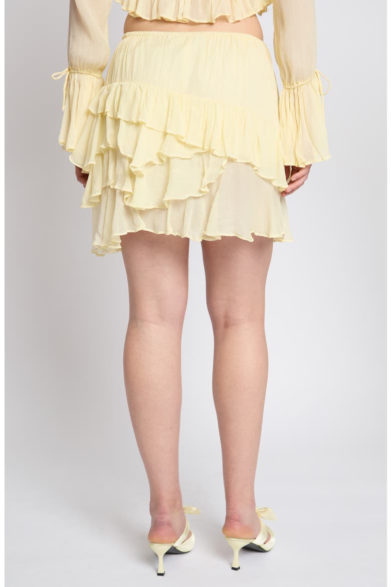 Tiered Ruffle Miniskirt, Alternate, color, LEMON