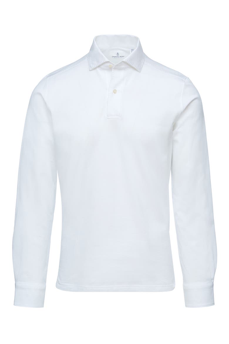 Jacquard Luxe Long Sleeve Polo, Main, color, WHITE