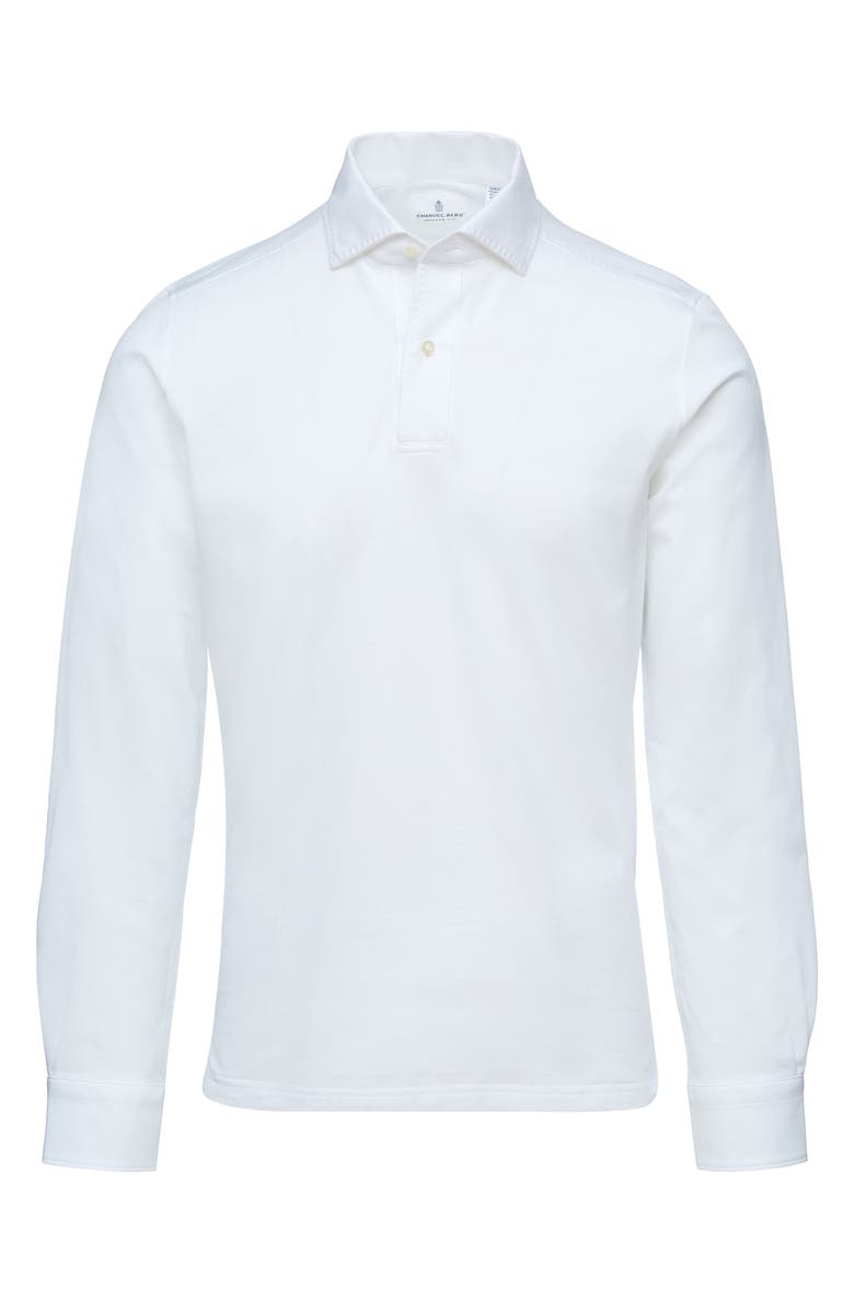 Emanuel Berg Jacquard Luxe Long Sleeve Polo, Main, color, White