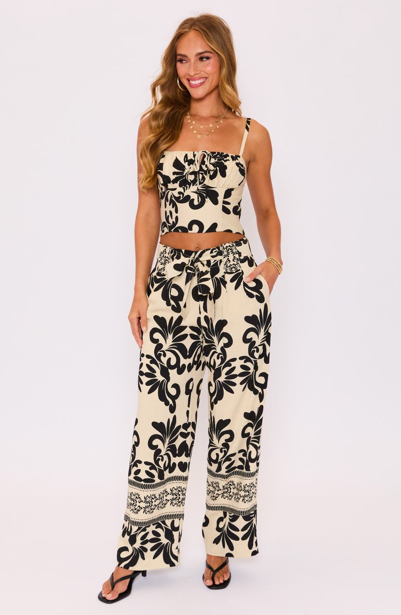 VICI Collection Provence Floral Crop Camisole, Alternate, color, Cream Black