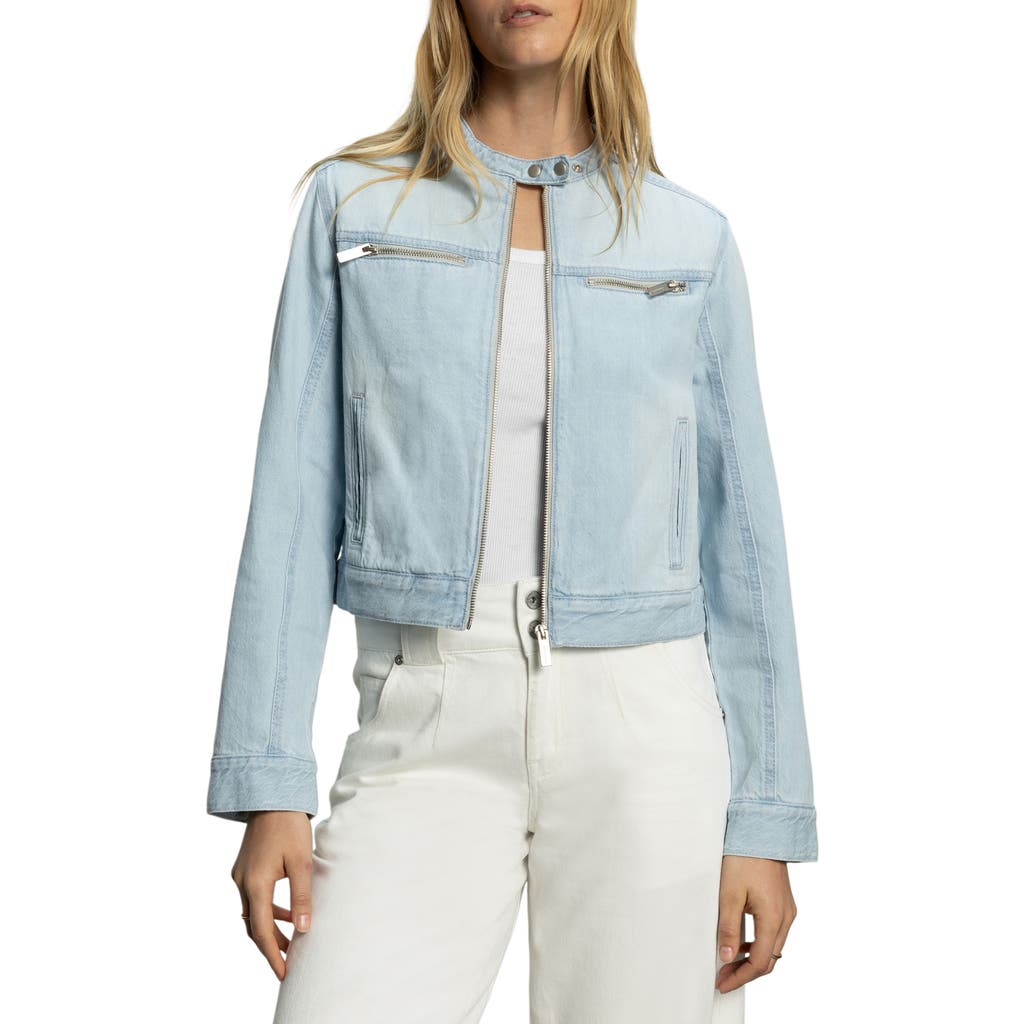 Sanctuary Soft Moto Style Jean Jacket In Fnsl In Finish Lin