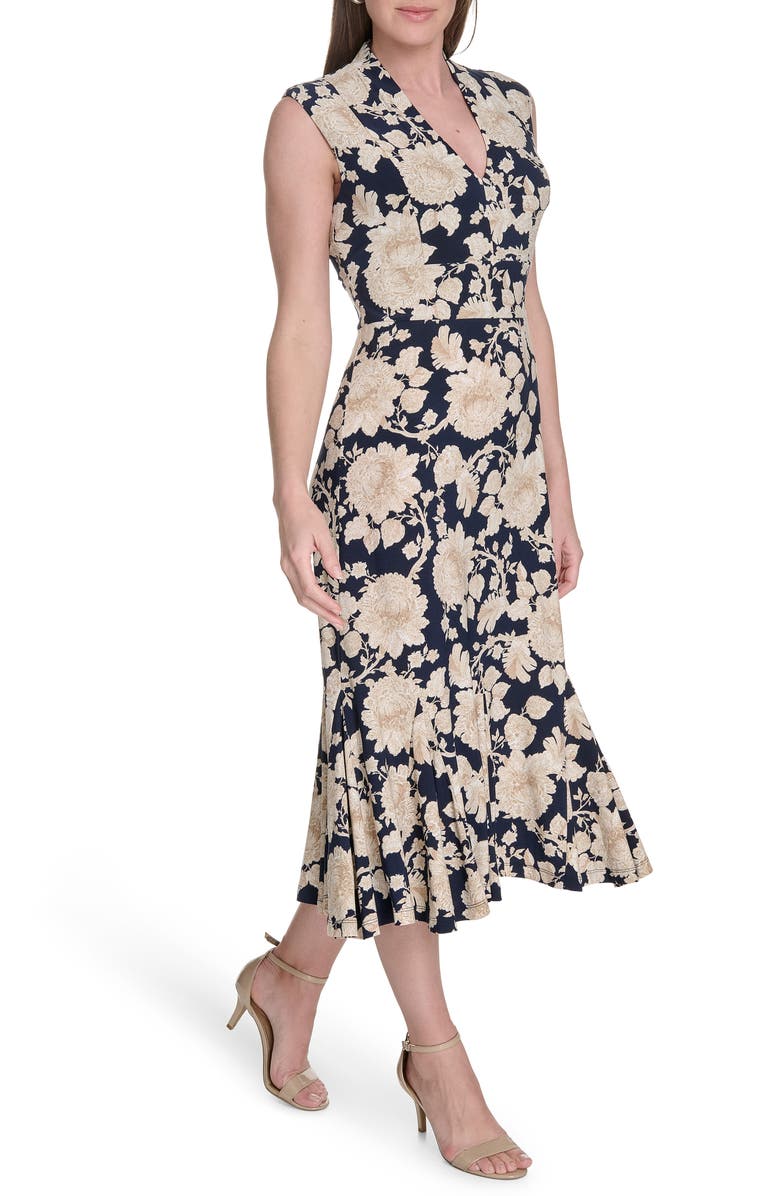 Tommy Hilfiger Cap Sleeve Stretch Jersey Midi Dress, Alternate, color, Sky Captain.sand