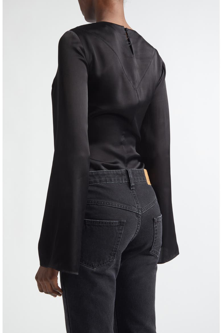 Neame Draped Bell Sleeve Top, Alternate, color, BLACK