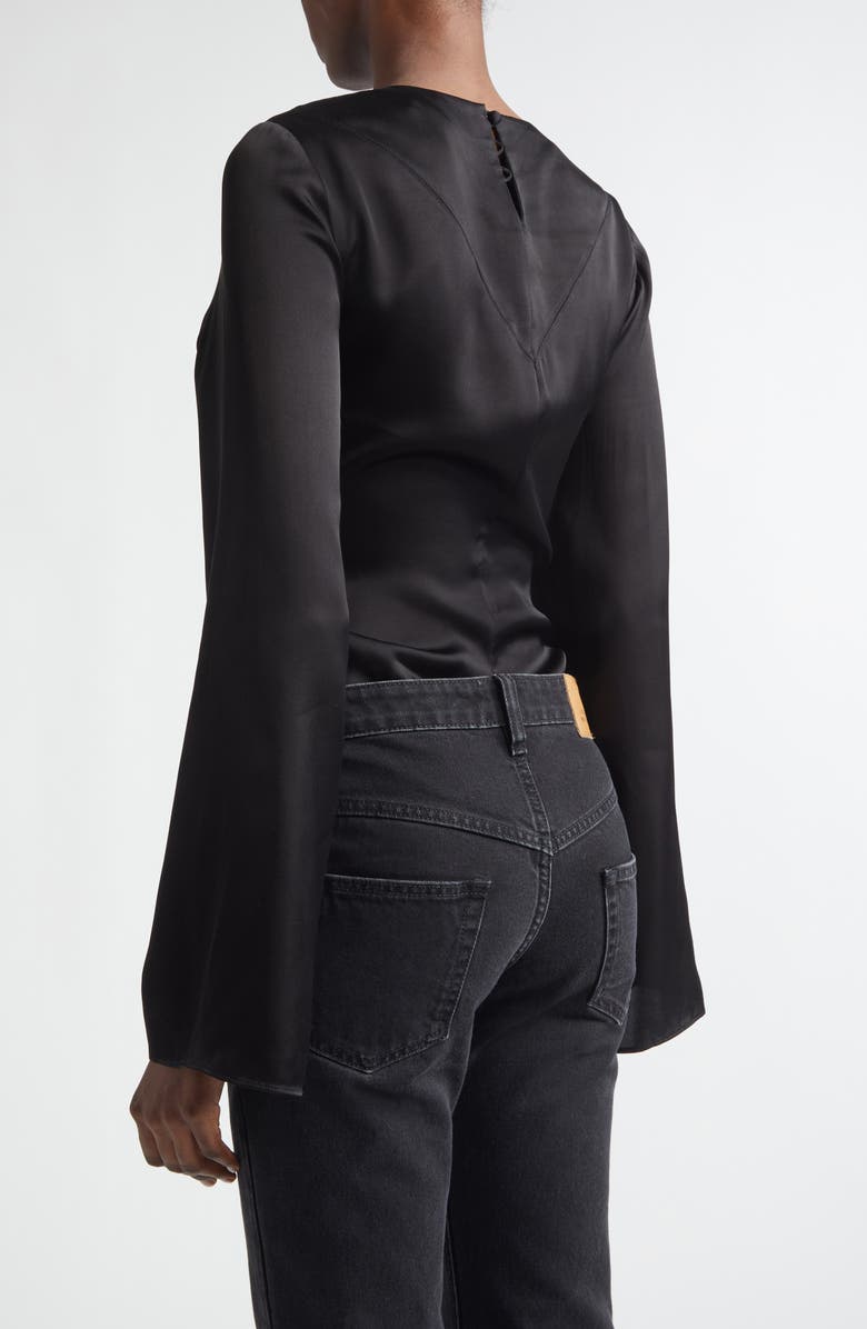 Isabel Marant Neame Draped Bell Sleeve Top, Alternate, color, Black