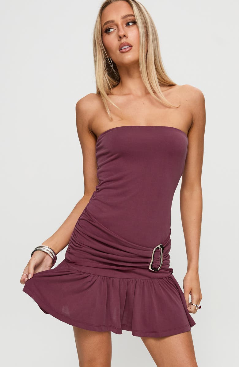 Princess Polly Love Lingers Strapless Minidress, Alternate, color, Burgundy