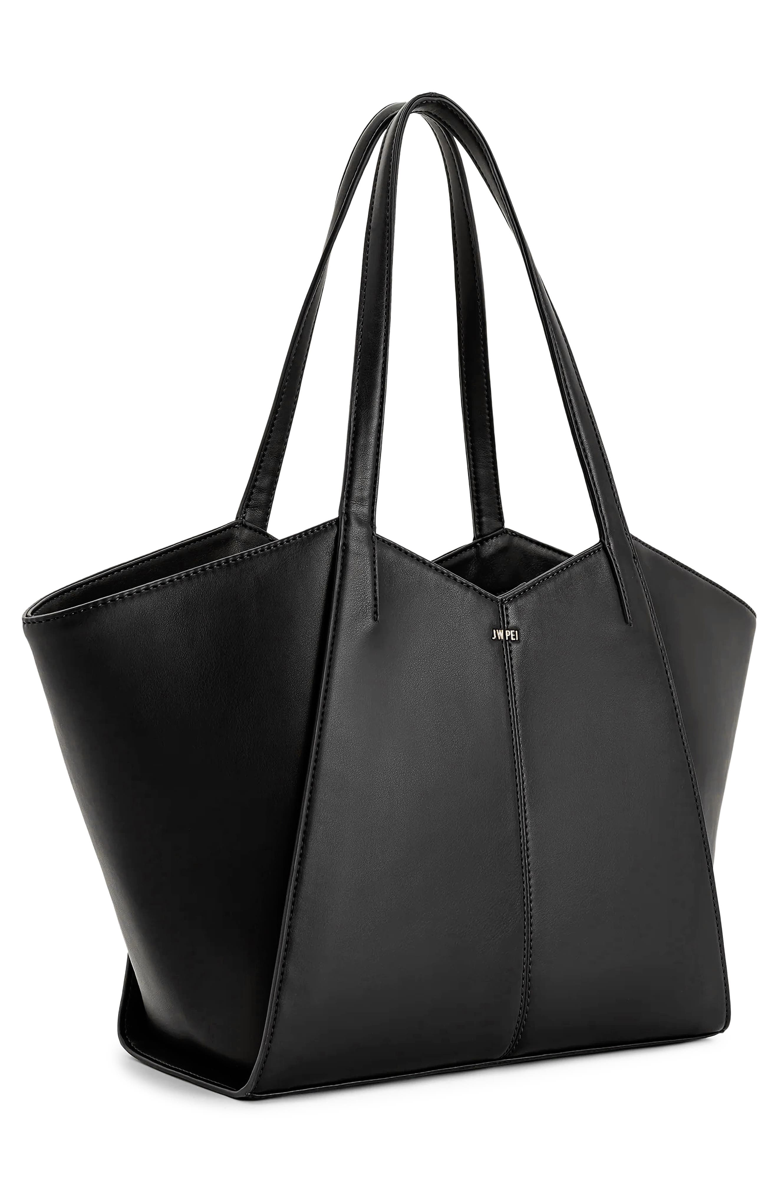 JW PEI Large Kiana Faux Suede Tote, Alternate, color, Black Canvas