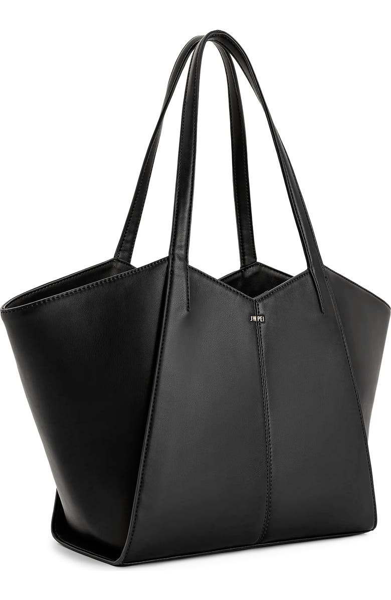 JW PEI Large Kiana Faux Suede Tote, Alternate, color, Black Canvas