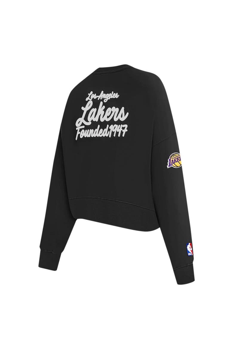 Women's Pro Standard Black Los Angeles Lakers Paint The City Cropped Pullover Sweatshirt, Alternate, color, Black