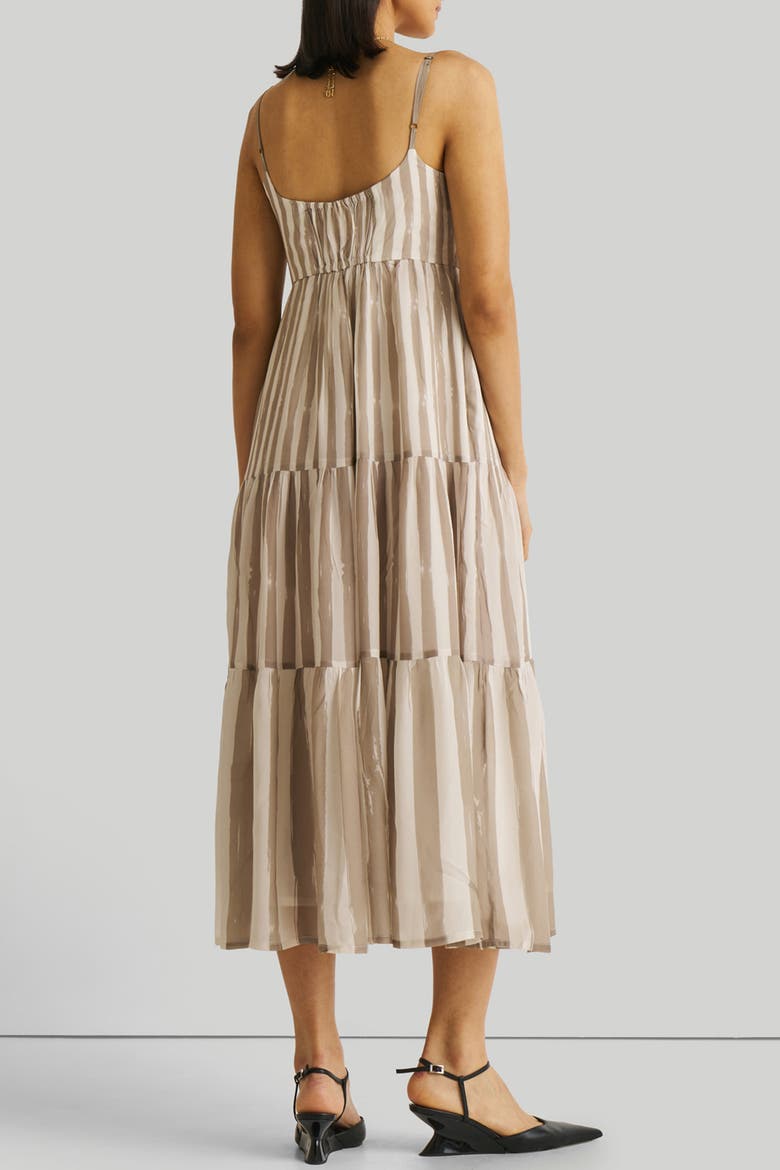 Strappy Tiered Maxi Dress, Alternate, color, Beige Striped