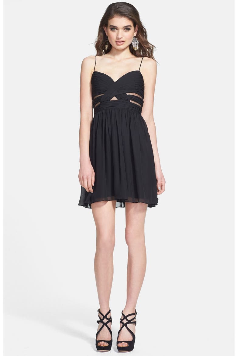 Cutout Chiffon Dress, Main, color, BLACK