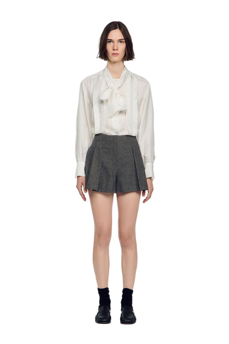 Houndstooth Wool Shorts, Main, color, Grey