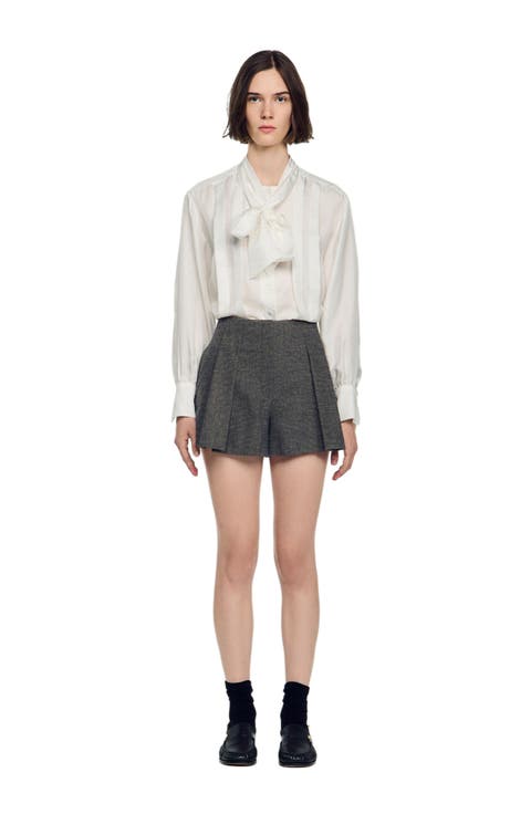 Houndstooth Wool Shorts
