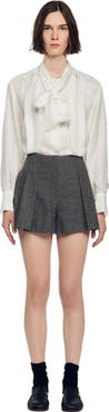 SANDRO Houndstooth Wool Shorts