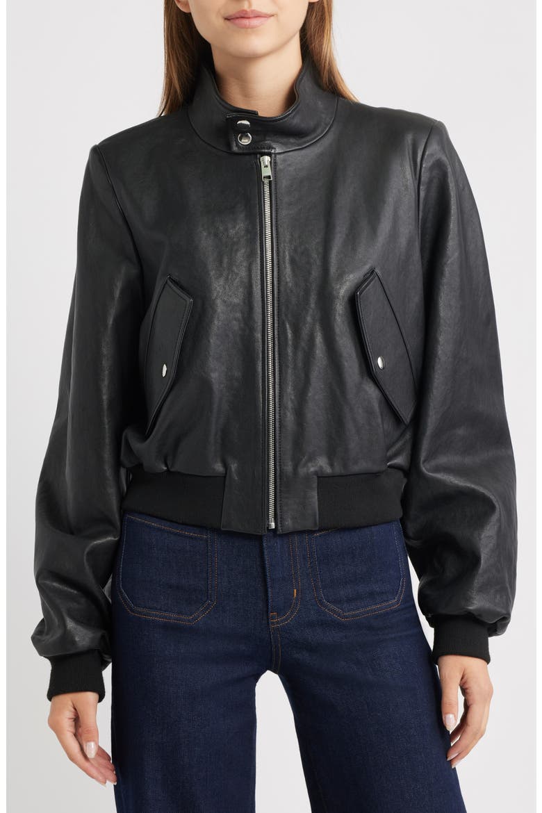 The Harrington Leather Bomber, Alternate, color, BLACK
