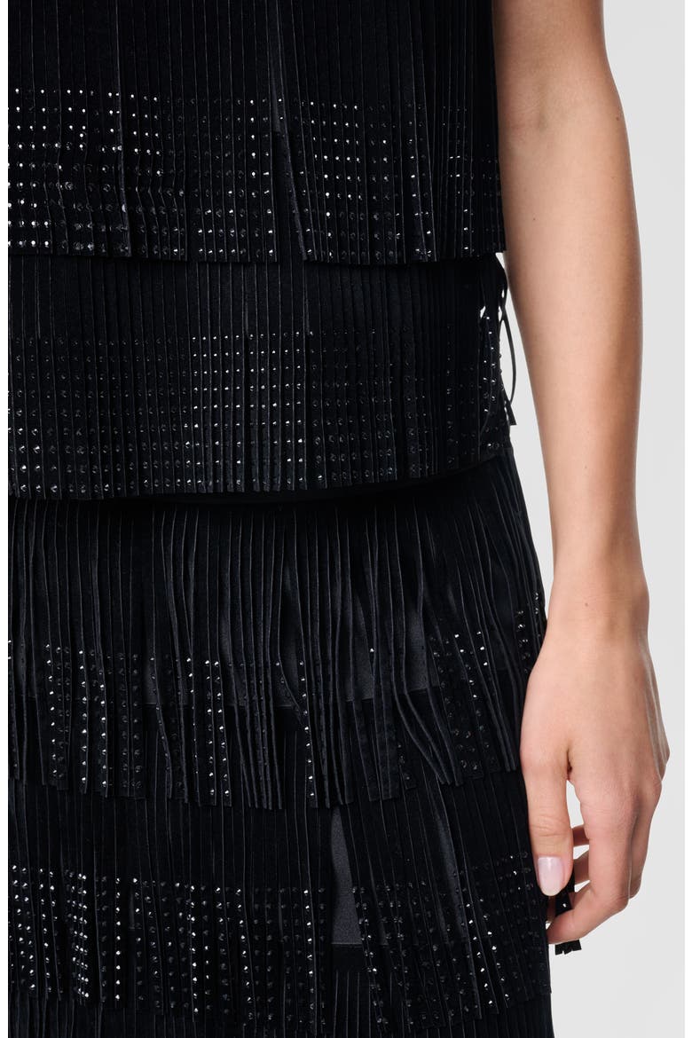 Rhinestone Fringe Dress, Alternate, color, BLACK