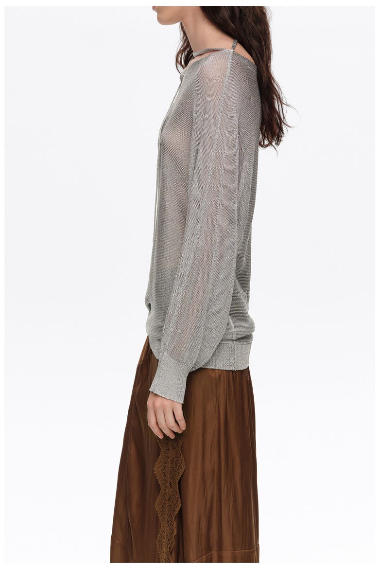 Crossover Ties Sweater, Alternate, color, SILVER