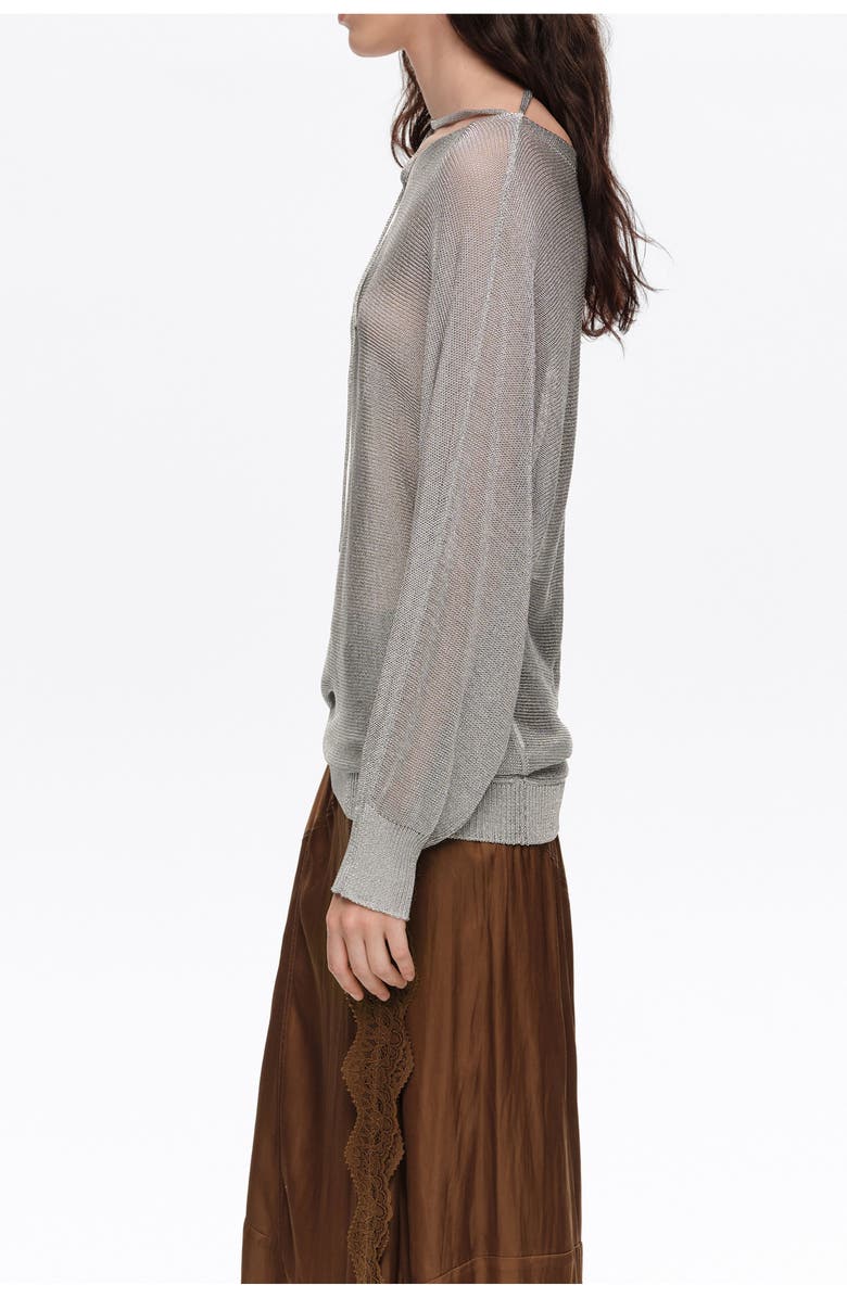 Bimba y Lola Crossover Ties Sweater, Alternate, color, Silver