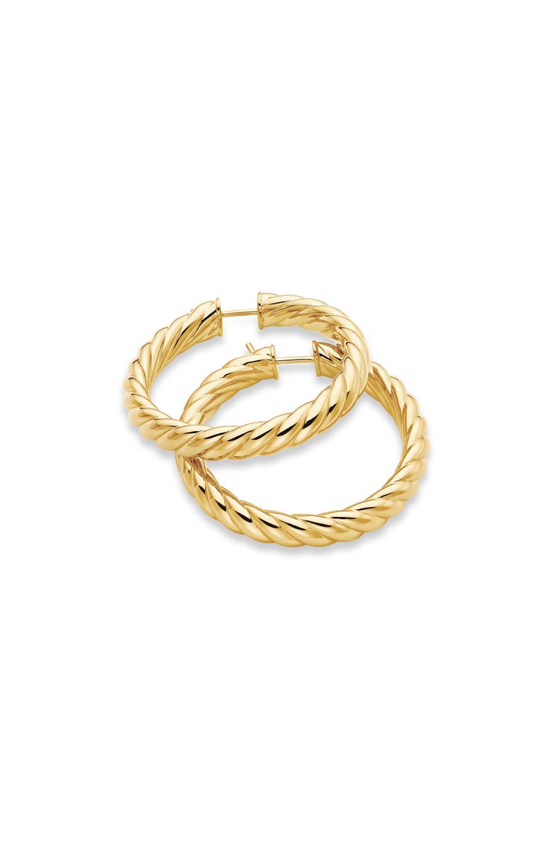 David Yurman Sculpted Cable Hoop Earring in 18K Yellow Gold, Alternate, color, 18K Yellow Gold