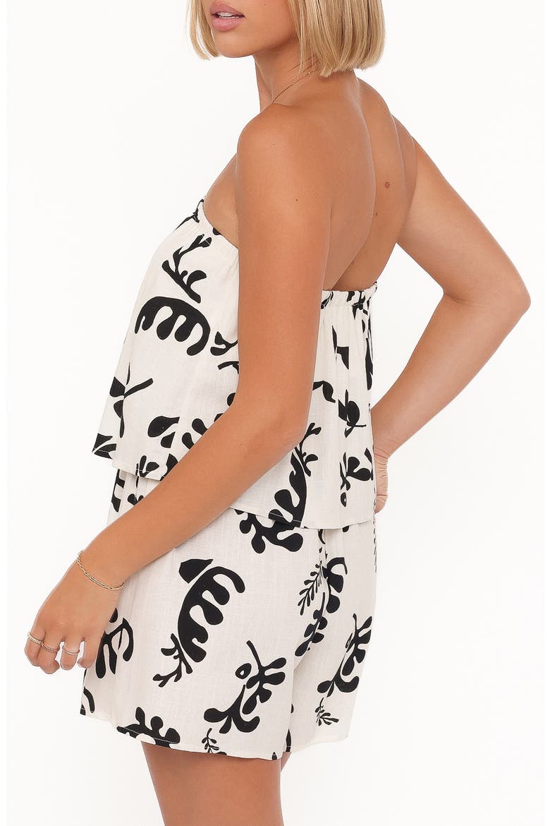 Ravenna Print Strapless Romper, Alternate, color, CREAM BLACK FLORAL