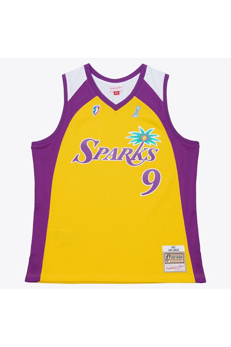 Unisex Mitchell & Ness Lisa Leslie Gold Los Angeles Sparks Court Origins Swingman Jersey, Main, color, Gold