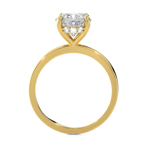 Bliss Diamond Certified 3.10ct Oval Diamond Hidden Halo Engagement Ring In Gold