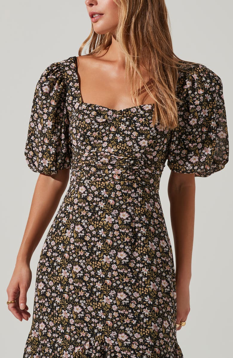 ASTR the Label Floral Asymmetrical Hem Dress, Alternate, color,