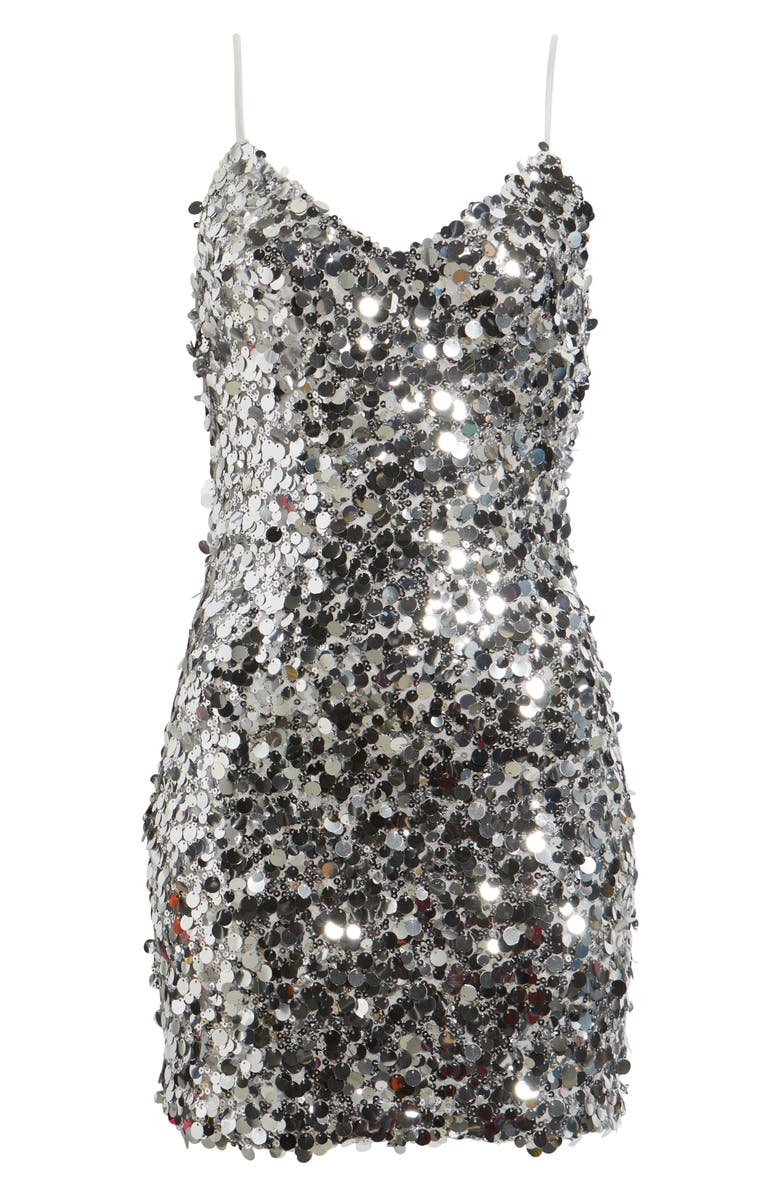 BP. V-Neck Sequin Minidress, Alternate, color, Silver