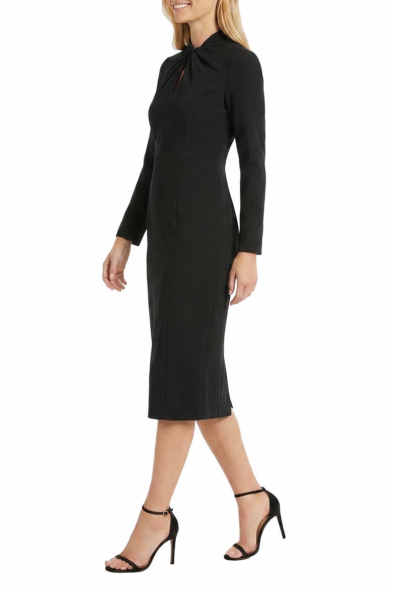 Scuba Crepe Long Sleeve Sheath Dress, Alternate, color, BLACK