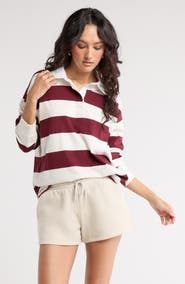 Abound Oversize Rugby Stripe Long SLeeve Polo