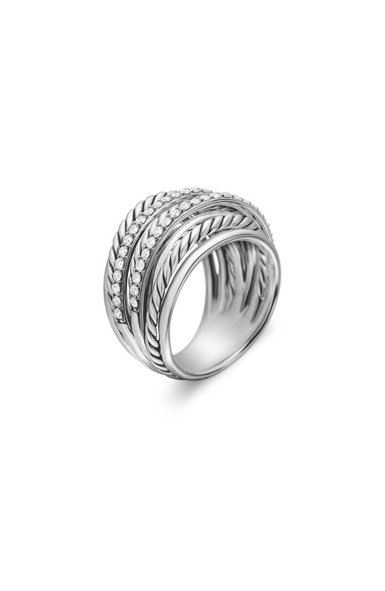 David Yurman Crossover Dome Ring with Diamonds, Alternate, color,