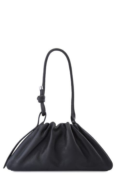 Tina Ruched Leather Baguette Shoulder Bag