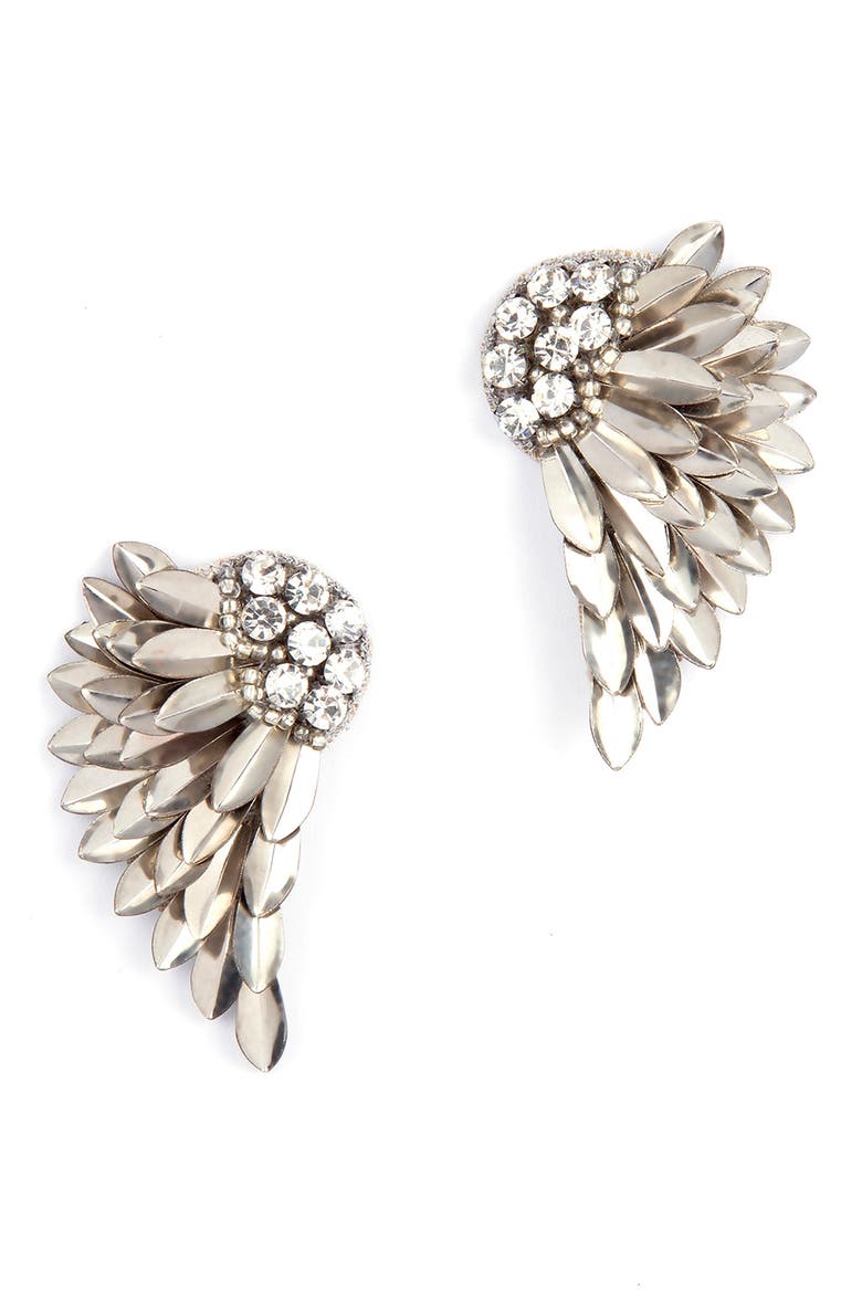 Perry Wing Drop Earrings, Main, color, SILVER