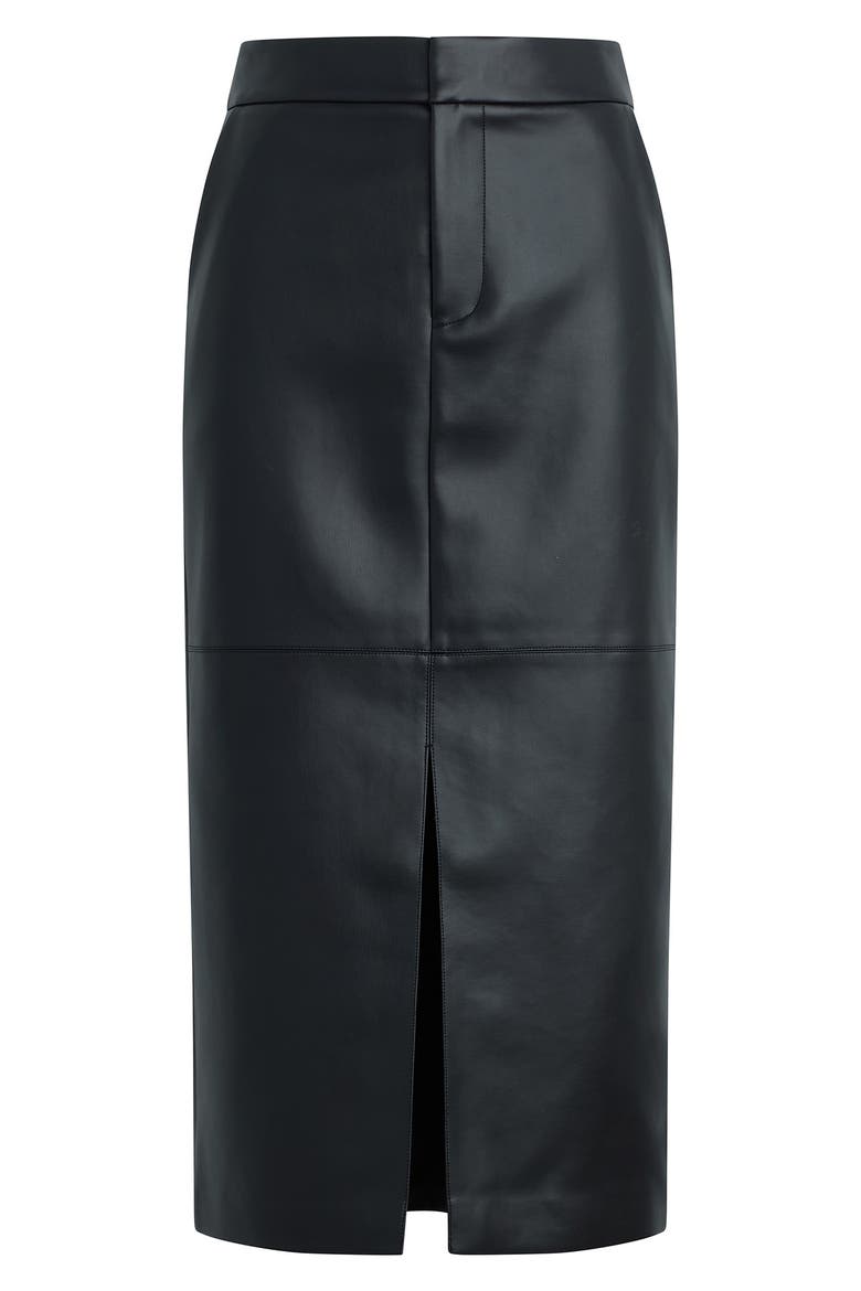 The Meyer Faux Leather Midi Skirt, Alternate, color, BLACK