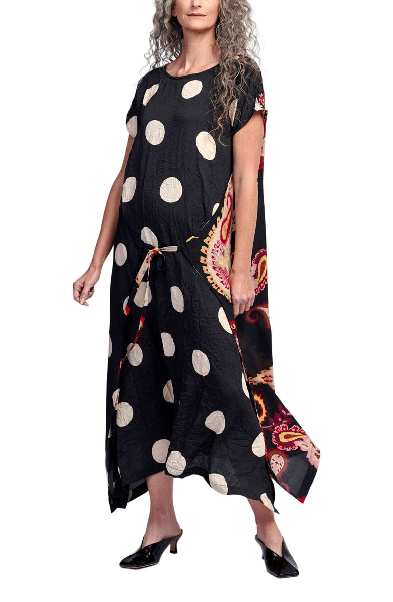 Alembika Polka dots mixed print wrap dress, Alternate, color, 
