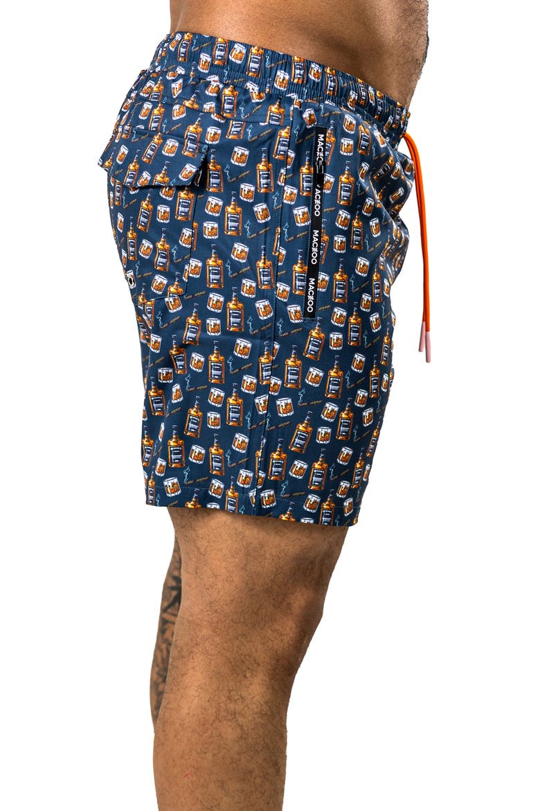 Swim Marthyr Print Swim Trunks, Alternate, color, BLACK