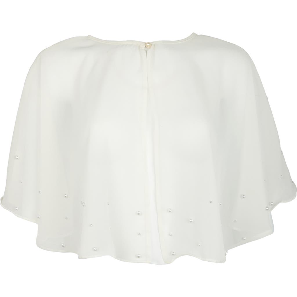 Saachi Embellished Georgette Capelet In White