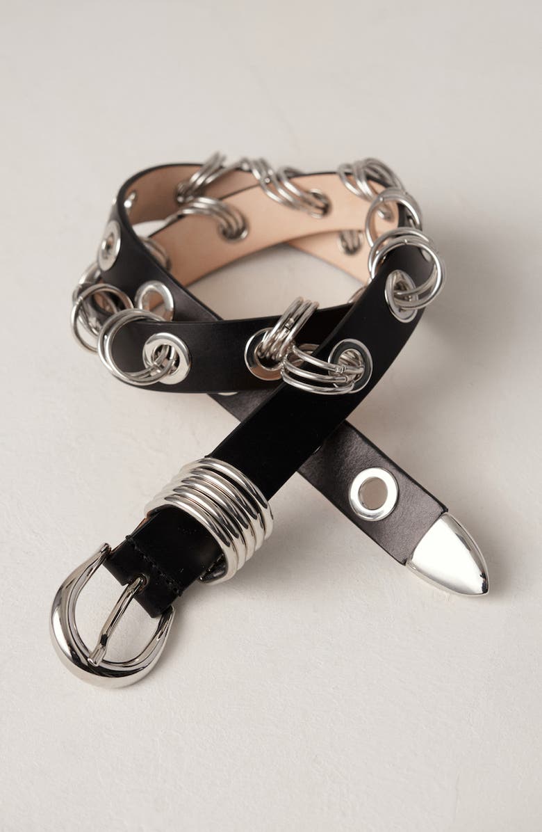 Déhanche Revenge Leather Belt, Alternate, color, Black/Silver