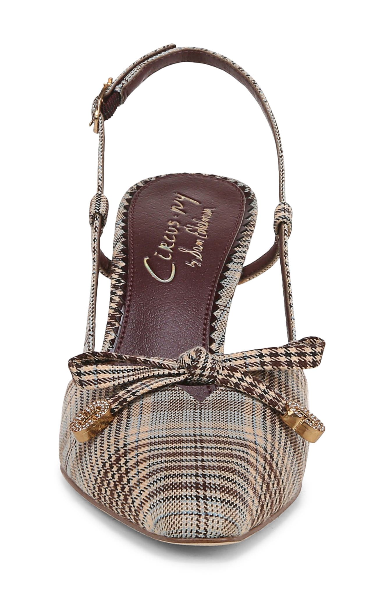 Monica Pointed Toe Slingback Pump, Alternate, color, BROWN/EGGSHELL MULTI