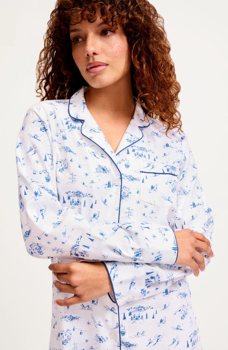 Petite Plume Chalet Cotton Twill Nightshirt, Alternate, color, Navy