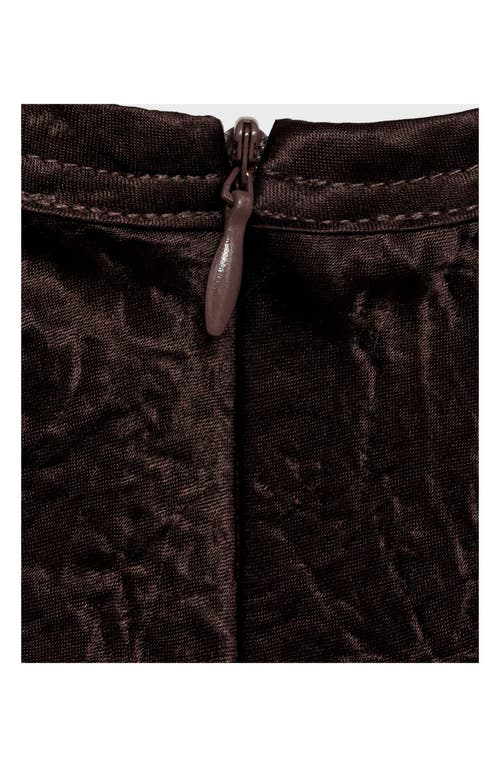 Mango Crinkle Satin Shell Top In Brown